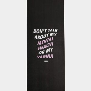 Married to the Mob Black Yoga Mat with Pink and White Text